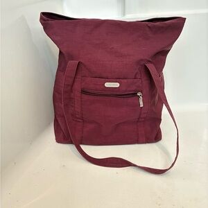 Baggallini Maroon Burgundy Tote Shoulder Bag Purse Large Travel Carryall Nylon